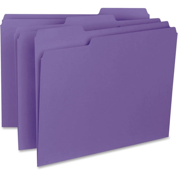 Business Source, BSN99717, 1/3-cut Colored Interior File Folders, 100 / Box, Purple