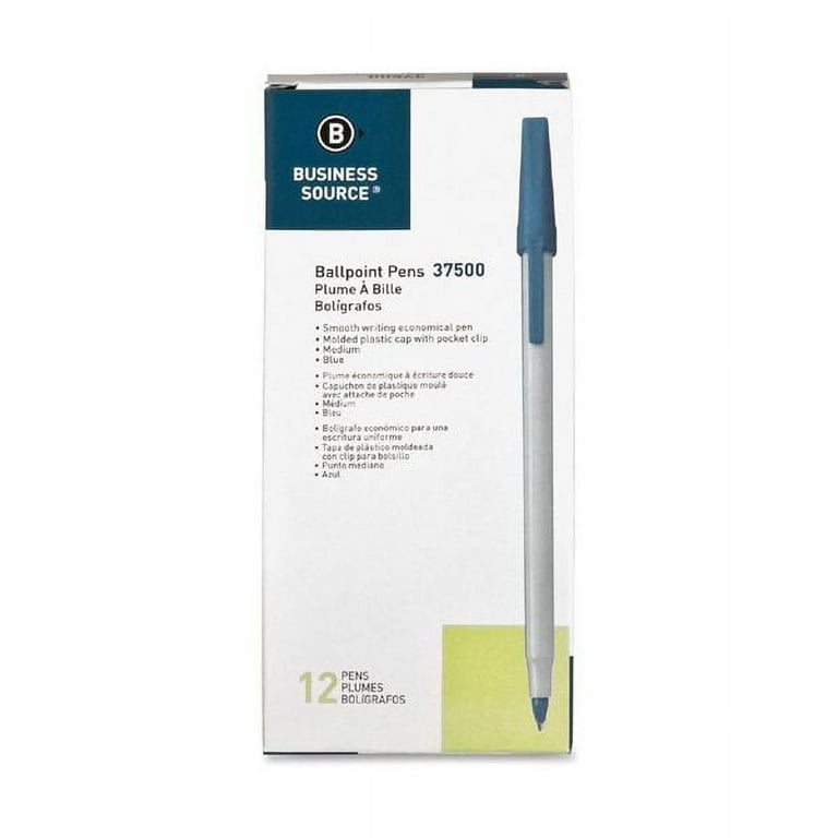 Business Source Retractable Ballpoint Pens - Medium Pen Point - Retractable - Blue - Gray Barrel - 1 Dozen Business Source Retractable Ballpoint Pens - Medium Pen Point - Retractable - Blue - Gray Barrel - 1 Dozen