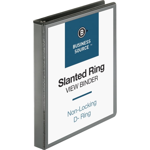 Business Source Basic D-Ring View Binders - 1" Binder Capacity - Letter - 8 1/2" x 11" Sheet Size - D-Ring Fastener(s) - Polypropylene - Black - Clear Overlay - 1 Each | Bundle of 5