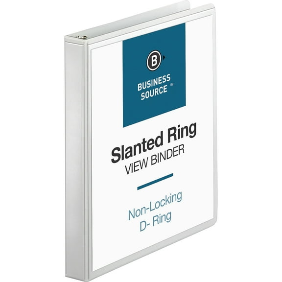 Business Source Basic D-Ring White View Binders - 1" Binder Capacity - Letter - 8 1/2" x 11" Sheet Size - D-Ring Fastener(s) - Polypropylene - White - 1.04 lb - Clear Overlay - 1 Each | Bundle of 5