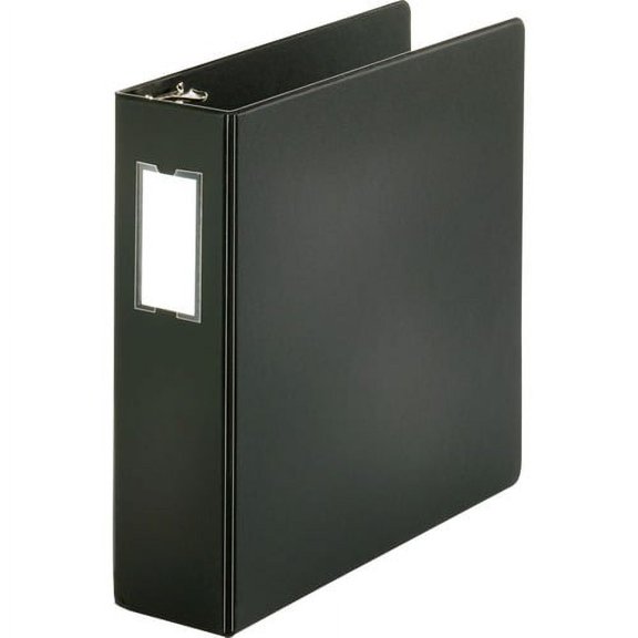 Business Source Basic Round Ring Binder w/Label Holder - 3" Binder Capacity - Letter - 8 1/2" x 11" Sheet Size - 3 x Round Ring Fastener(s) - Vinyl - Black - Open and Closed Tr | Bundle of 10 Each
