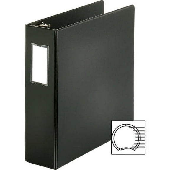 Business Source Basic Round Ring Binder w/Label Holder 3" Binder Capacity - Letter - 8 1/2" x 11" Sheet Size - 3 x Round Ring Fastener(s) - Vinyl - Black - Open and Closed Triggers, Label Holder - 1 E