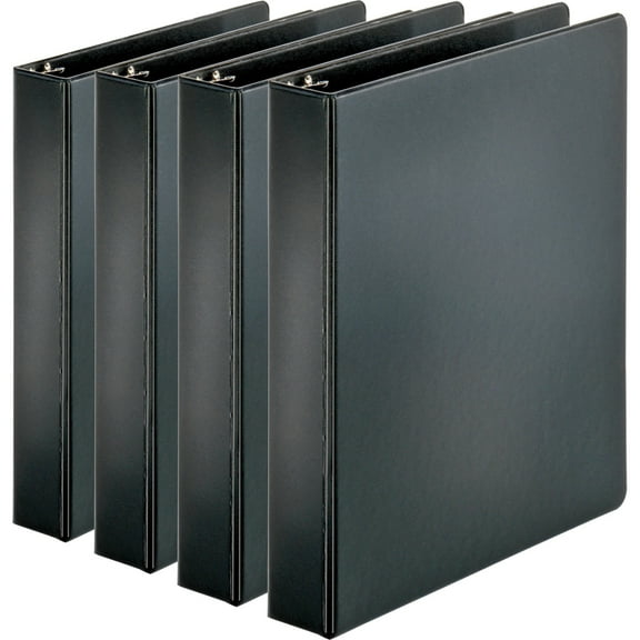 Business Source Basic Round Ring Binders - 1 1/2" Binder Capacity - Letter - 8 1/2" X 11" Sheet Size - 350 Sheet Capacity - 3 X Round Ring Fastener(s) - Internal Pocket(s) - Chipboard, Polypropylene