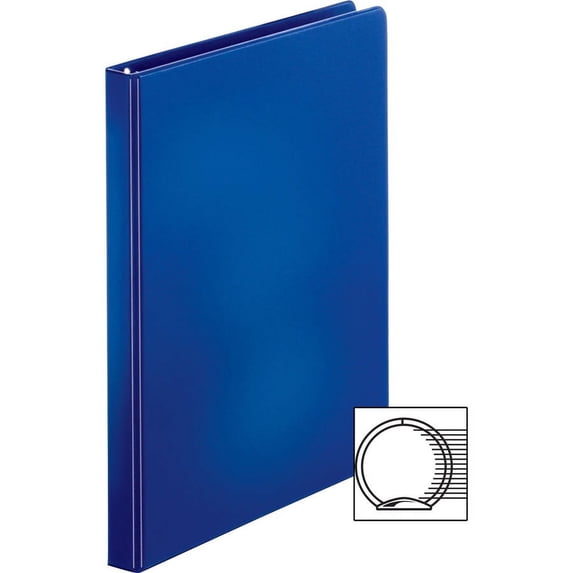 Business Source Basic Round Ring Binders - 1/2" Binder Capacity - Letter - 8 1/2" x 11" Sheet Size - Round Ring Fastener(s) - Vinyl - Dark Blue - 8.96 oz - 1 Each | Bundle of 5 Each