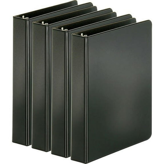 Business Source Basic Round Ring Binders - 1" Binder Capacity - 240 Sheet Capacity - 3 x Round Ring Fastener(s) - Inside Front & Back Pocket(s) - Chipboard, Polypropylene - Bla | Bundle of 10 Bundles