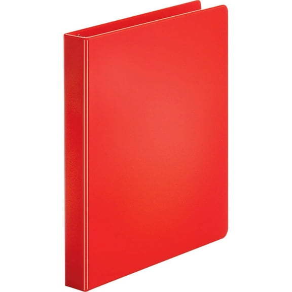 Business Source Basic Round Ring Binders - 1" Binder Capacity - Letter - 8 1/2" x 11" Sheet Size - Round Ring Fastener(s) - Vinyl - Red - 11.20 oz - 1 Each | Bundle of 5