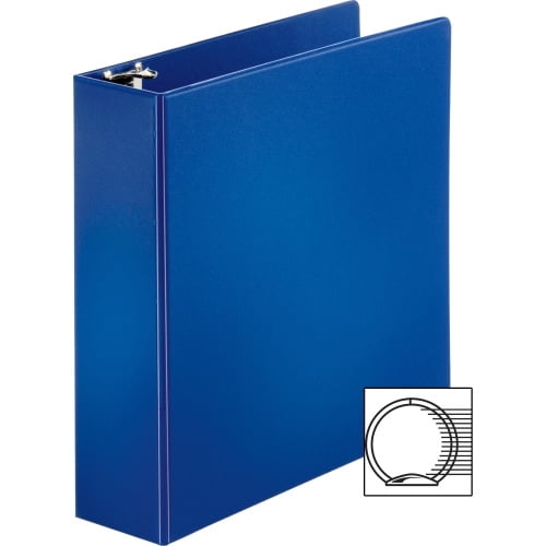 Business Source Basic Round Ring Binders 3" Binder Capacity - Letter - 8 1/2" x 11" Sheet Size - Round Ring Fastener(s) - Vinyl - Dark Blue - 1.68 lb - 1 Each