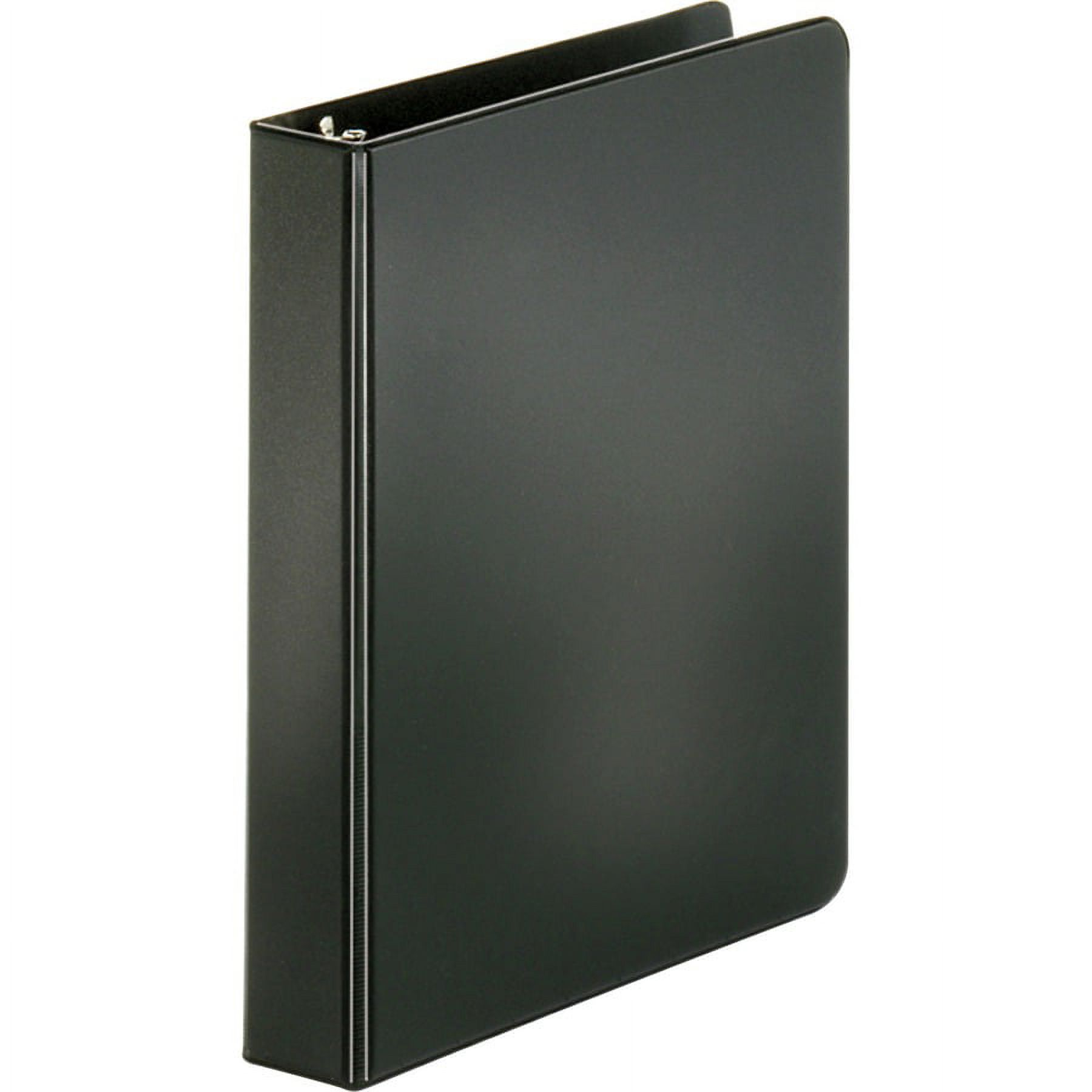 Business Source Basic Round-ring Binder - 1" Binder Capacity - 8 1/2" x 5 1/2" Sheet Size - 3 x Round Ring Fastener(s) - Vinyl - Black - Recycled - Op | Bundle of 2 Each