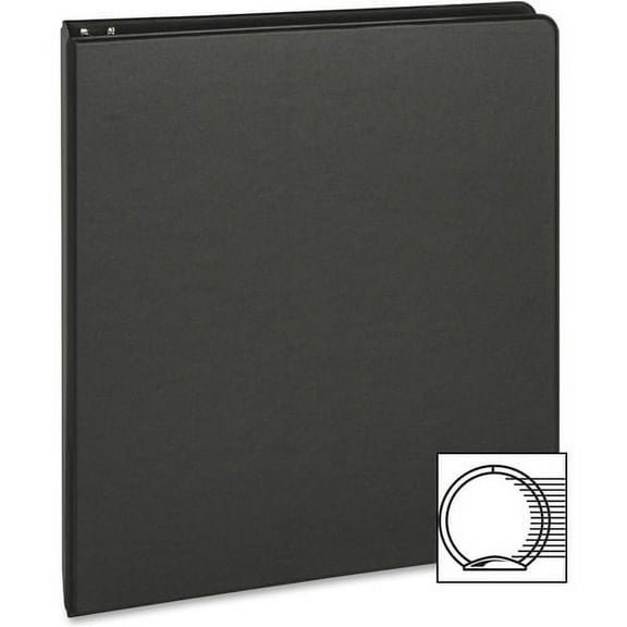 Business Source Basic Round-ring Binder - 1" Binder Capacity - Letter - 8 1/2" x 11" Sheet Size - 3 x Round Ring Fastener(s) - Inside Front & Back Pocket(s) - Vinyl - Black - 9 | Bundle of 10 Each