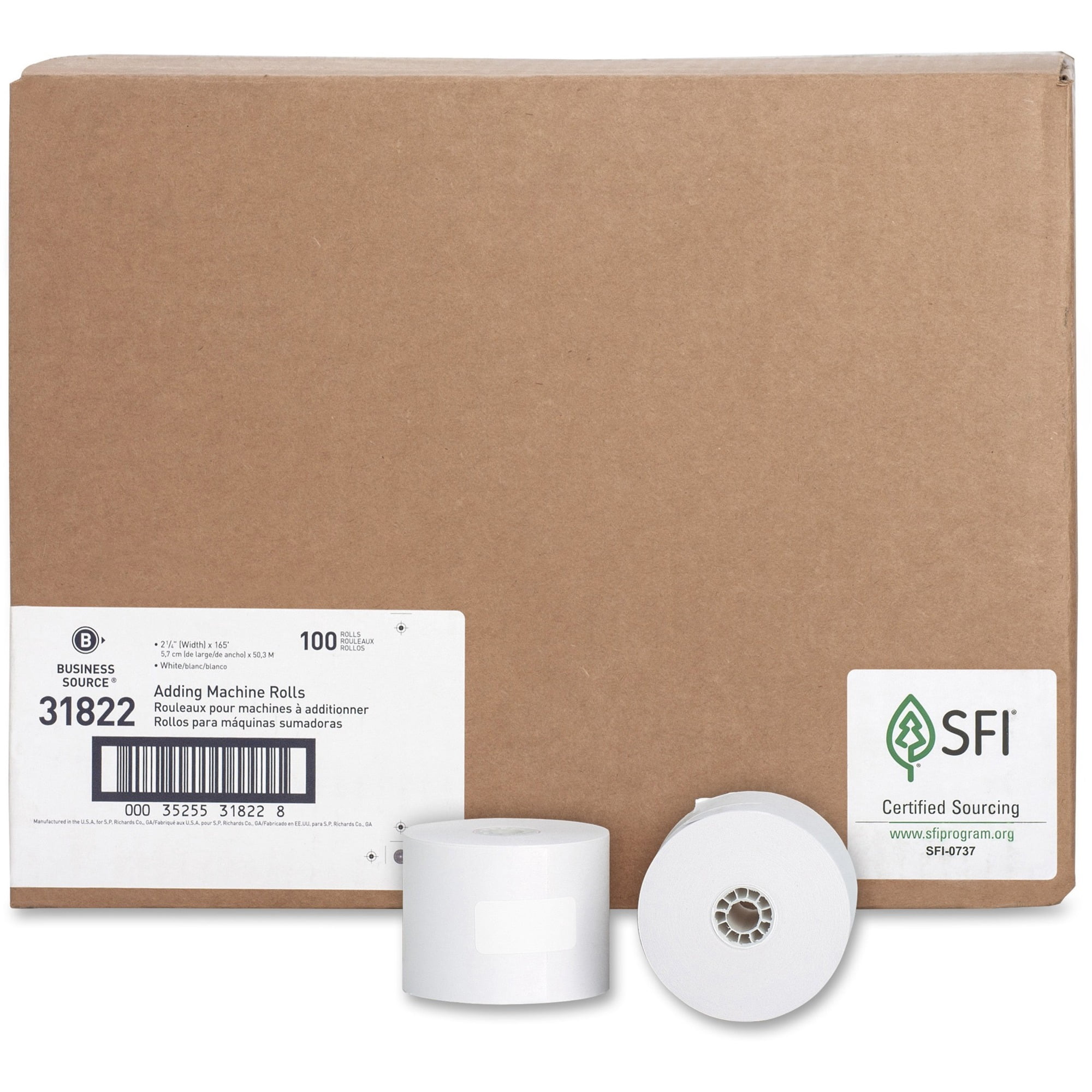 Business Source Bond Paper - White - 2 1/4" X 165 Ft - 100 / Carton - Sfi