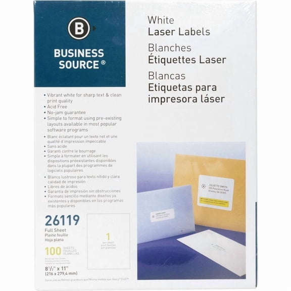 Business Source, BSN26119, Address Labels, 100 / Pack, White