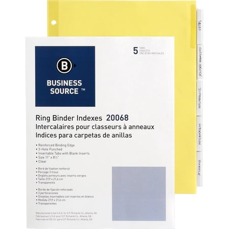 Business Source Buff Stock Ring Binder Indexes - 5 x Divider(s) - Blank Tab(s) - 5 Tab(s)/Set2" Tab Width - 8.5" Divider Width x 11" Divider Length - Letter - 3 Hole Punched - Buff | Bundle of 5