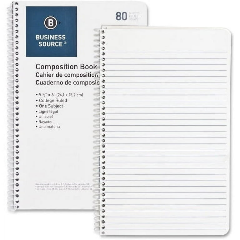 Business Source College Ruled Composition Books - 80 Sheets - Wire Bound - 16 lb Basis Weight - 6 Business Source College Ruled Composition Books - 80 Sheets - Wire Bound - 16 lb Basis Weight - 6