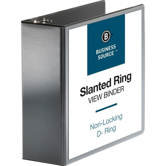 Business Source D-Ring View Binder 4" Capacity 11x8-1/2" Black 28450
