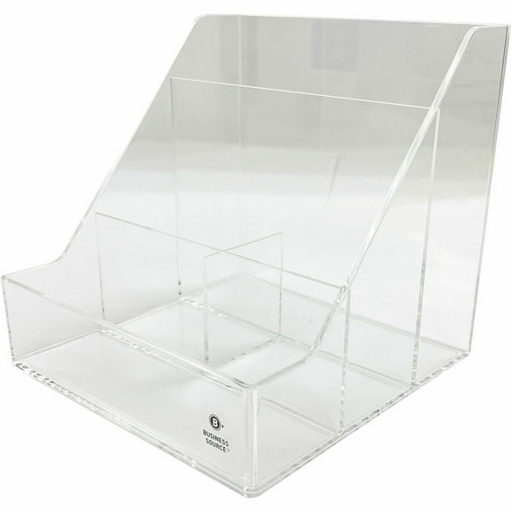 Business Source 4-Compartment Desktop Organizer - 4 Compartment(s) - 5.50" Height x 5.60" Width x 5.60" Depth - Desktop - Durable - Clear - Acrylic - 1 Each