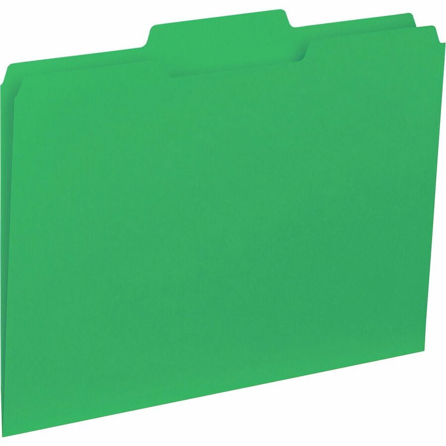 Business Source File Folder Interior Ltr 1/3" Cut 100/BX Green 43563