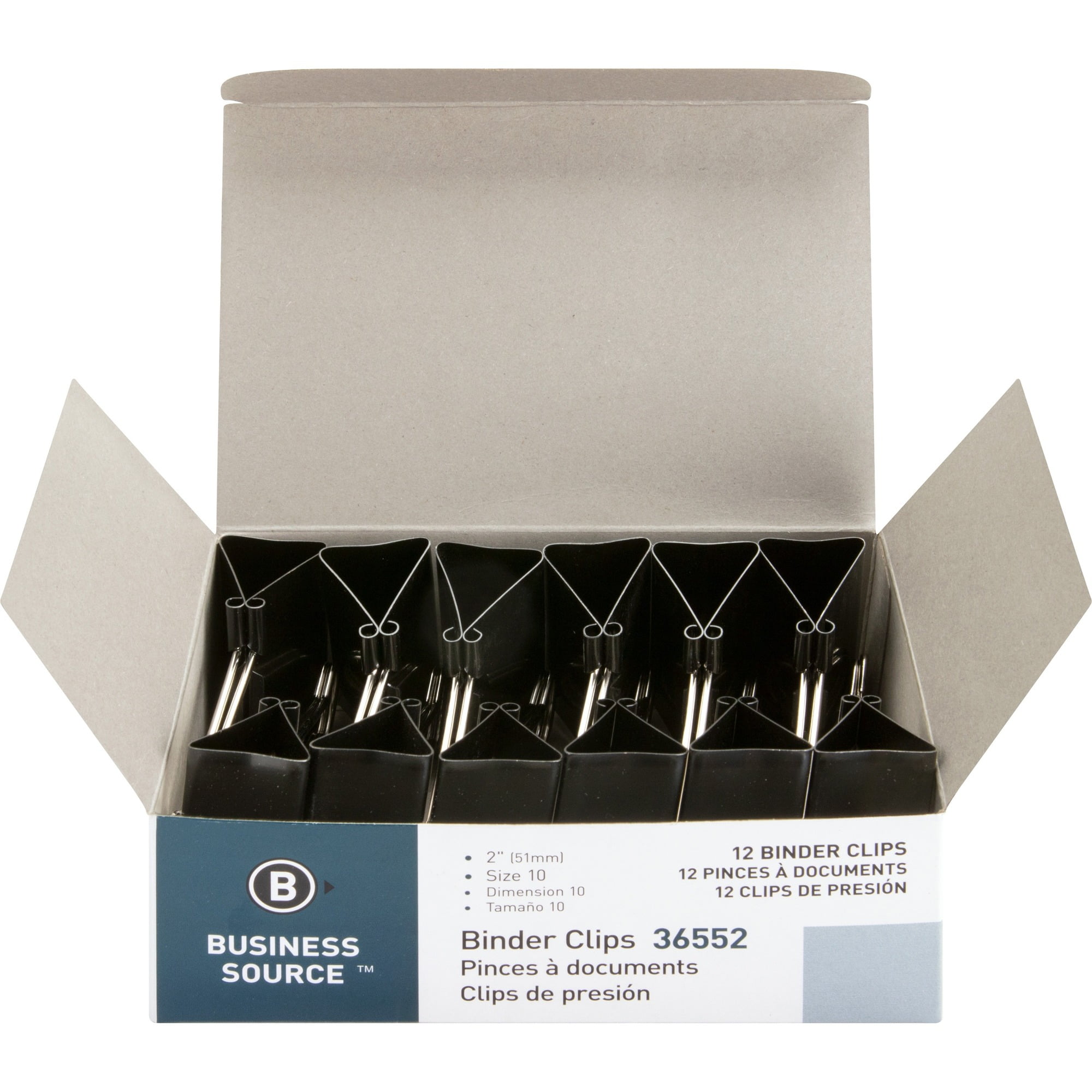 Business Source Fold-back Binder Clips - Large - 2" Length - 1" Size Capacity - 120 / Bundle - Black - Steel