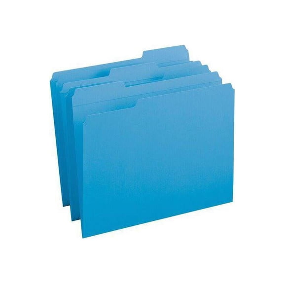 Business Source Folders, 1/3-Cut Reinforced Tab, Blue, 100/Box (BSN03172)
