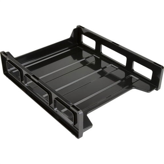 Business Source Front-Load Stackable Letter Tray - Desktop - Stackable - 25% Recycled - Black - Plastic - 1 Each | Bundle of 10 Each