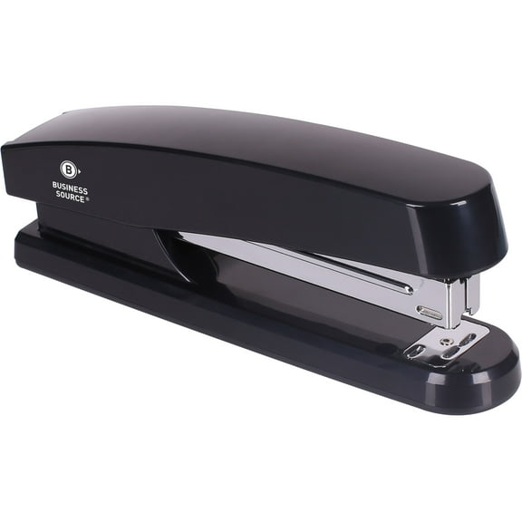 Business Source Full-strip Plastic Desktop Stapler - 20 Sheets Capacity - 210 Staple Capacity - Full Strip - 1/4" Staple Size - Black | Bundle of 5