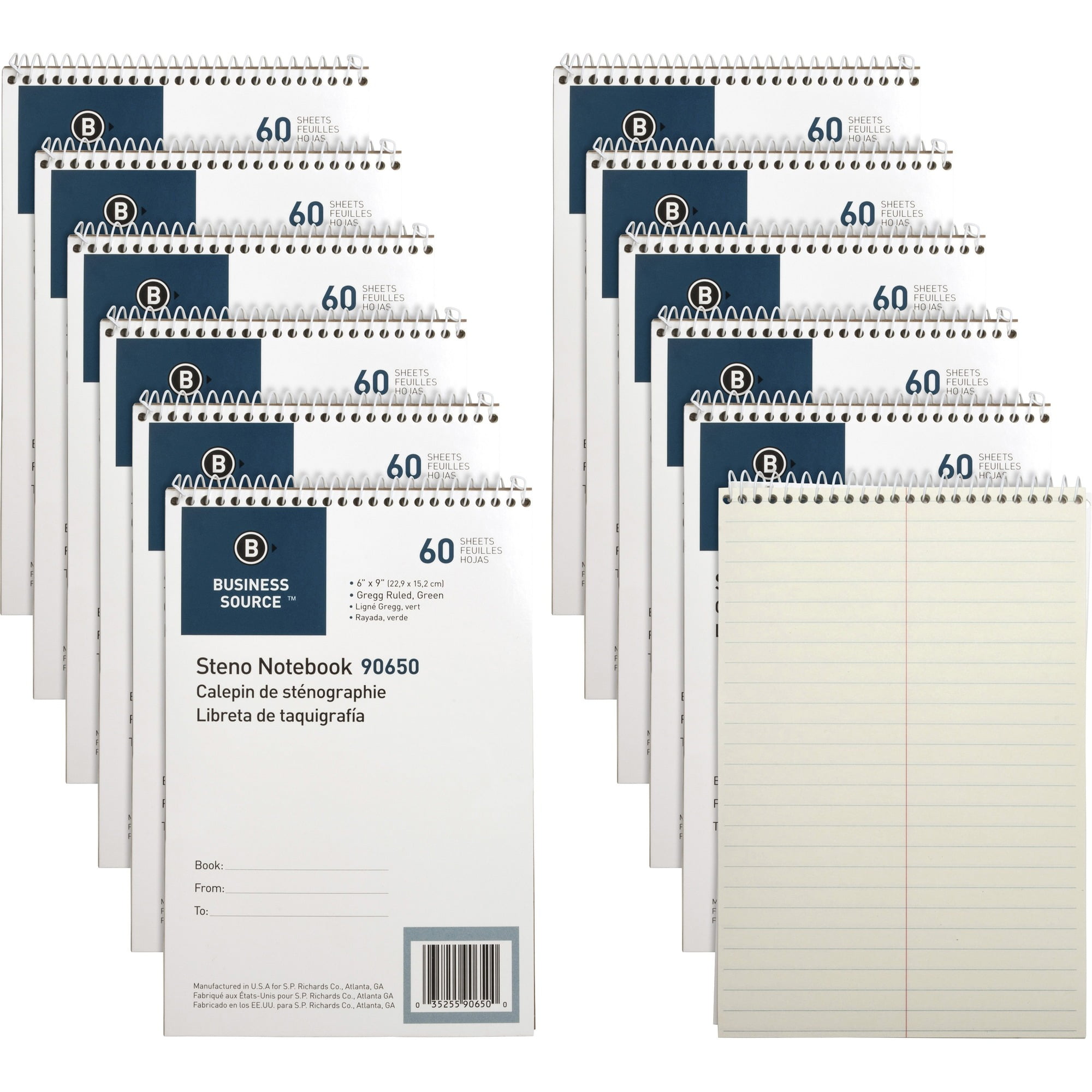 Business Source Steno Notebook - 60 Sheets - Coilock - Gregg Ruled Margin - 6 Business Source Steno Notebook - 60 Sheets - Coilock - Gregg Ruled Margin - 6