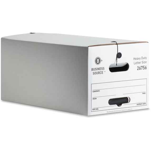 Business Source Heavy Duty Letter Size Storage Box - External Dimensions: 12" Width X 24" Depth X 10"height - Media Size Supported: Letter - String/button Tie Closure - Medium Duty - Stackable -