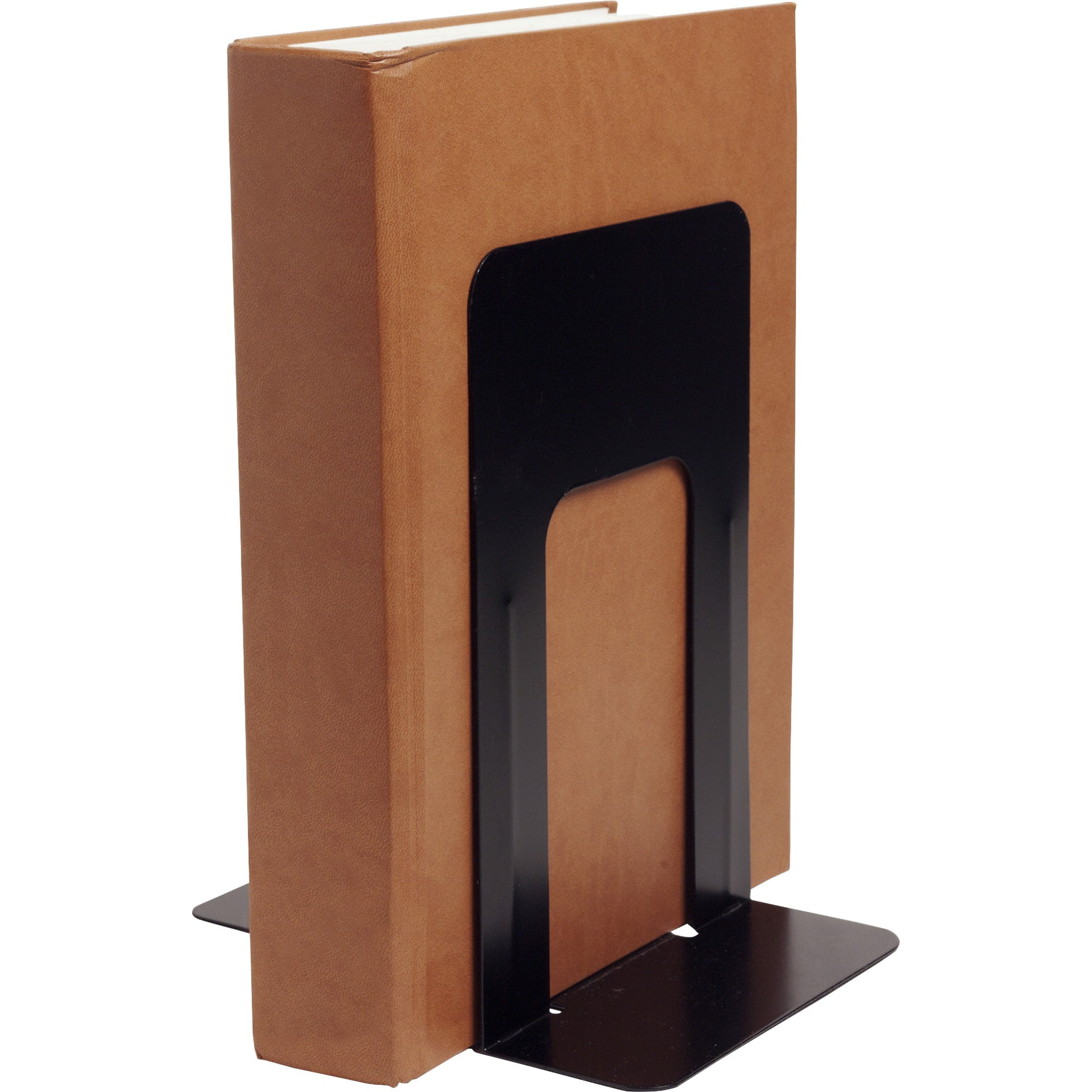 Heavy-Gauge Black Steel Bookends with Non-Skid Base