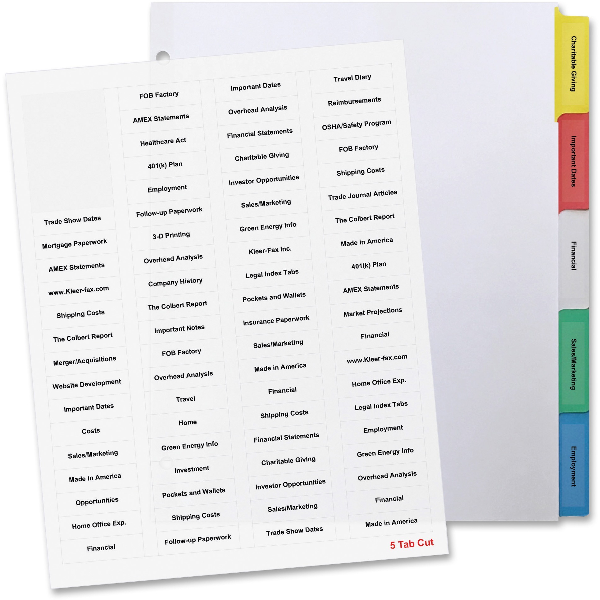 Index Form Labels Business Source Index Dividers and Labels, 125 / Box (Quantity ...