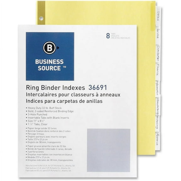 Business Source Insertable Tab Indexes - 8 Blank Tab(s) - 8.5" Divider Width x 11" Divider Length - Letter - 3 Hole Punched - Clear Tab(s) - 8 / Set | Bundle of 2 Sets