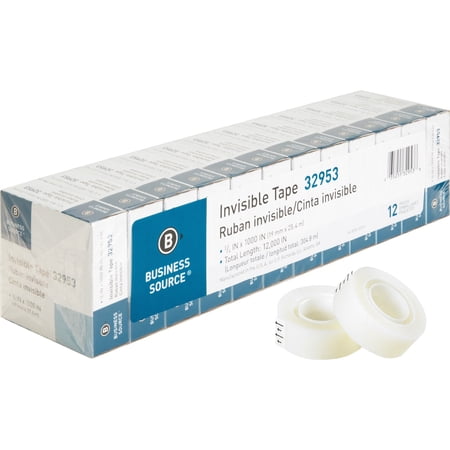 Business Source BSN32953 Premium Invisible Tape Value Pack, Clear 12 PACK