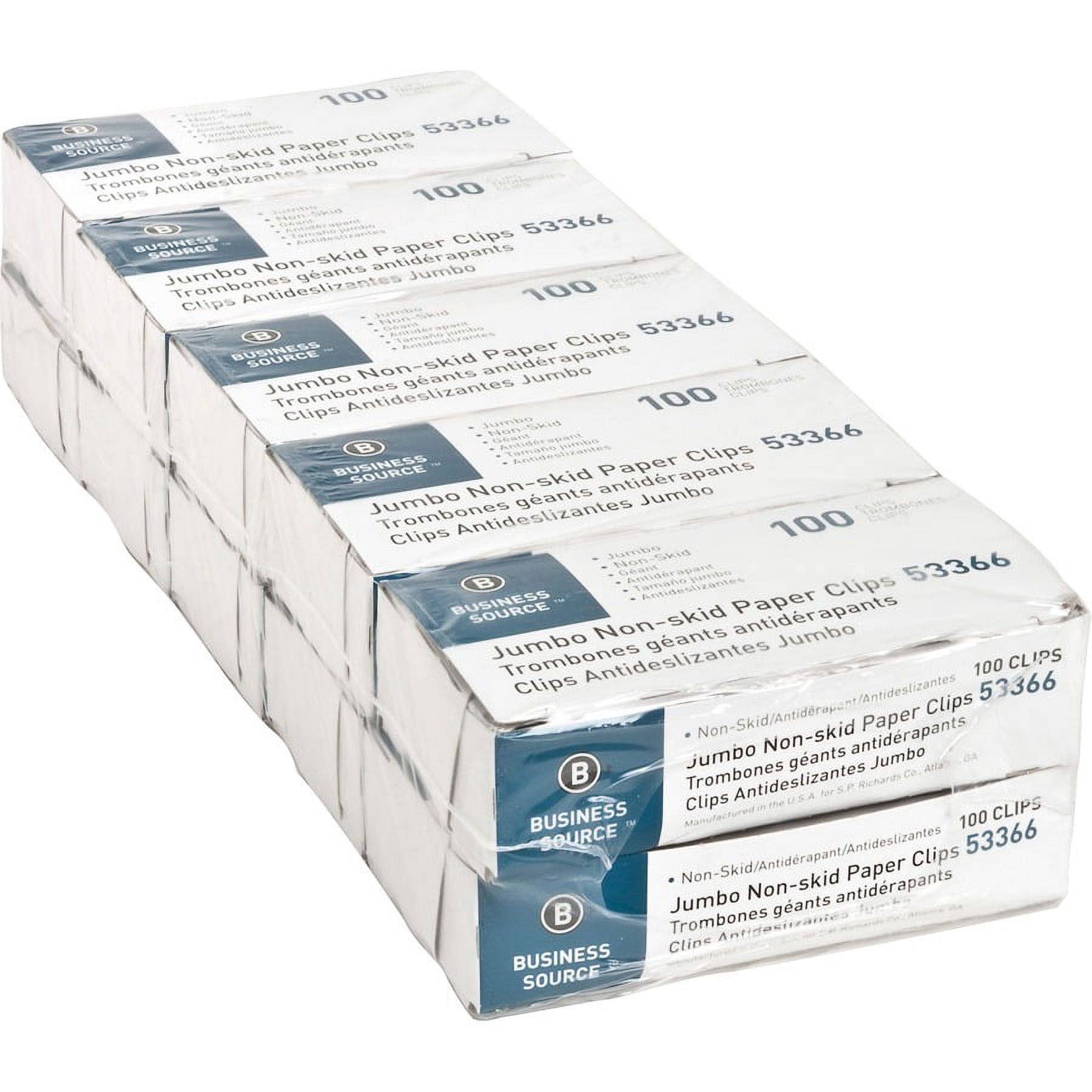 Business Source Jumbo Nonskid Paper Clips - Jumbo - 1000 / Pack - Silver | Bundle of 2 Packs