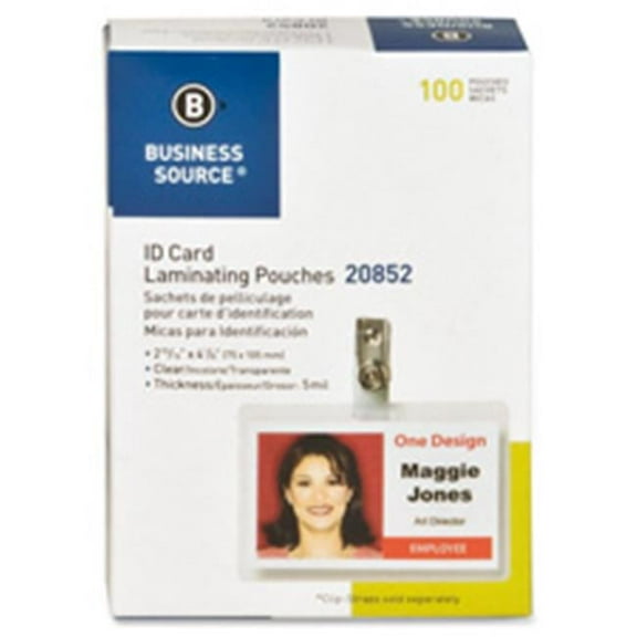 Business Source  Laminating Pouches,Govt Card,5Mil,2.94 in. x 4.13 in.,100-BX,CL