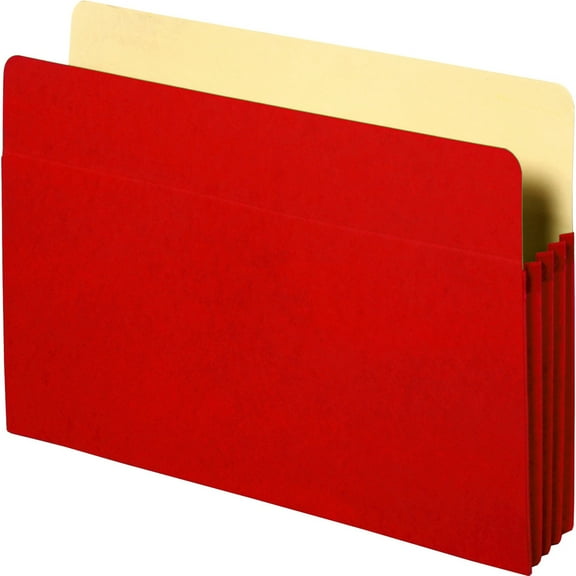 Business Source Letter Recycled File Pocket - 8 1/2" x 11" - 3 1/2" Expansion - Red - 10% Recycled - 1 Each | Bundle of 5