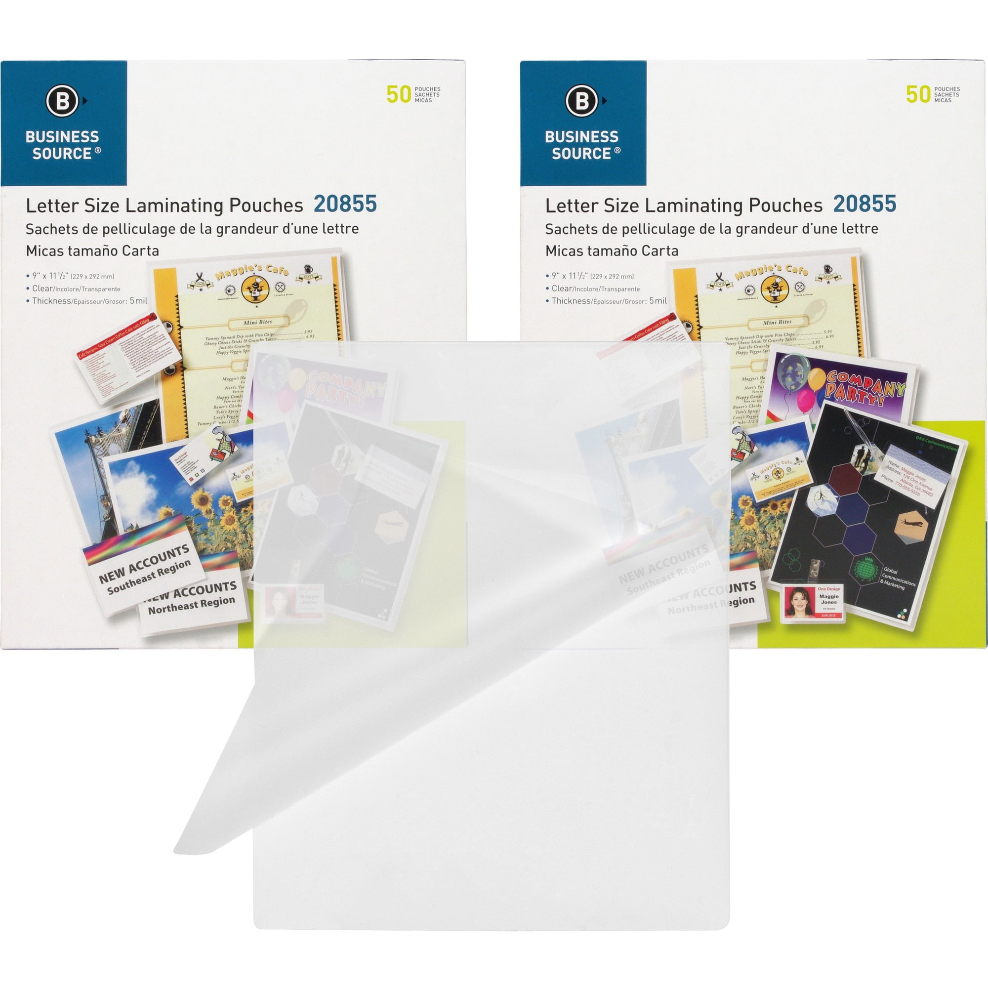 Business Source Letter Size Laminating Pouches -Letter 8.50 inch Width X 11 inch Length - Laminating Pouch/sheet Size: 9 inch