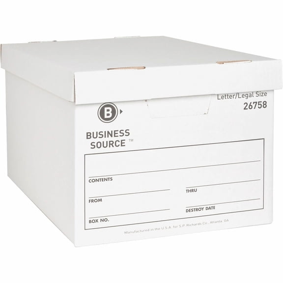Business Source, BSN26758, Lift-off Lid Heavy-Duty Storage Box, 12 / Carton, White