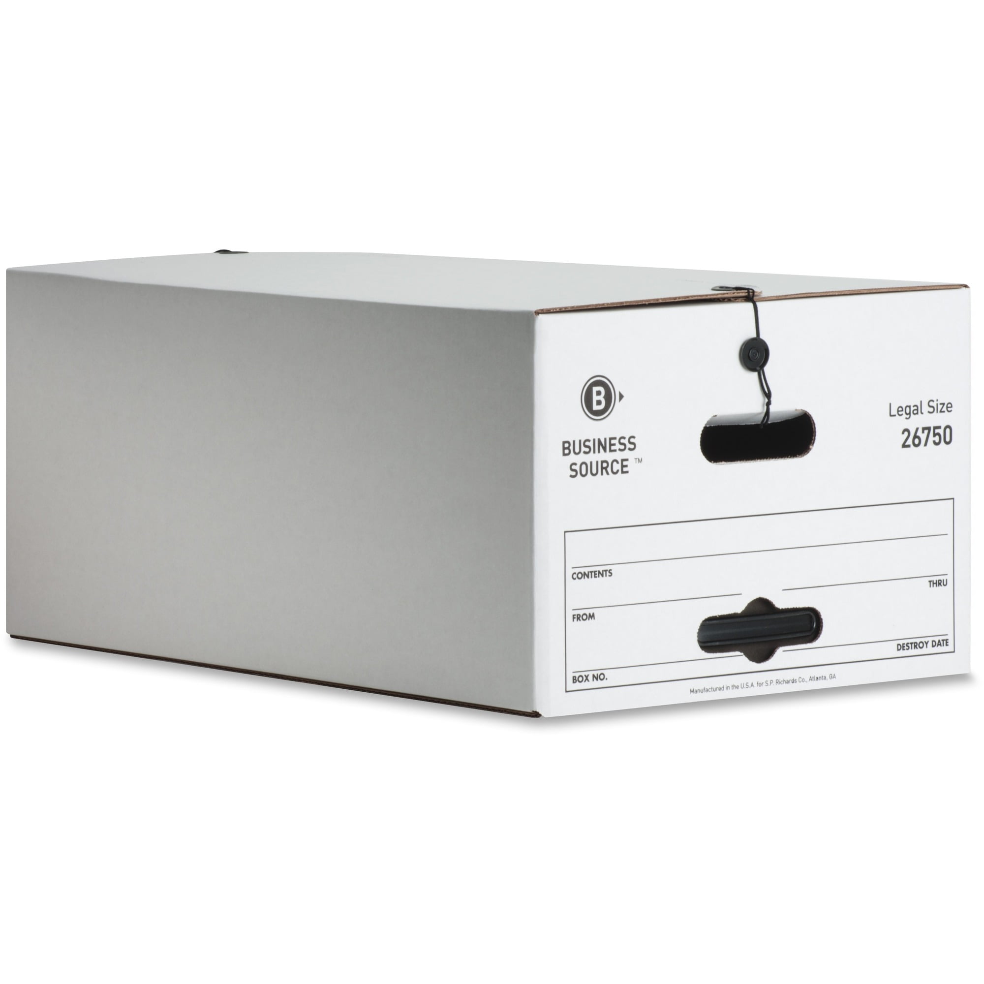 Business Source Light Duty Legal Size Storage Box - External Dimensions: 15" Width X 24" Depth X 10"height - Media Size Supported: Legal - String/button Tie Closure - Light Duty - Stackable - White -