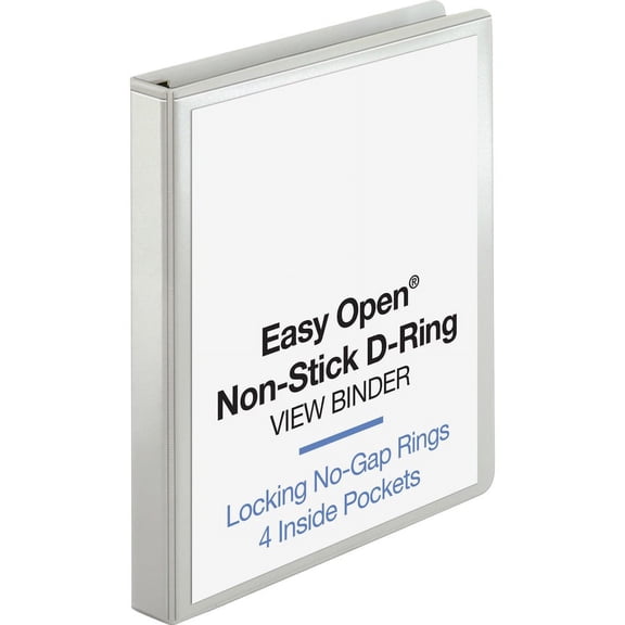 Business Source Locking D-Ring View Binder - 1" Binder Capacity - Letter - 8 1/2" x 11" Sheet Size - 200 Sheet Capacity - D-Ring Fastener(s) - 4 Inside Front & Back Pocket(s) - Poly | Bundle of 5 Each