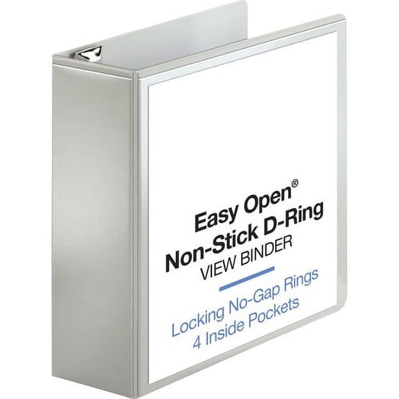 Business Source Locking D-Ring View Binder - 4" Binder Capacity - Letter - 8 1/2" x 11" Sheet Size - 775 Sheet Capacity - D-Ring Fastener(s) - 4 Inside Front & Back Pocket(s) - | Bundle of 10 Each