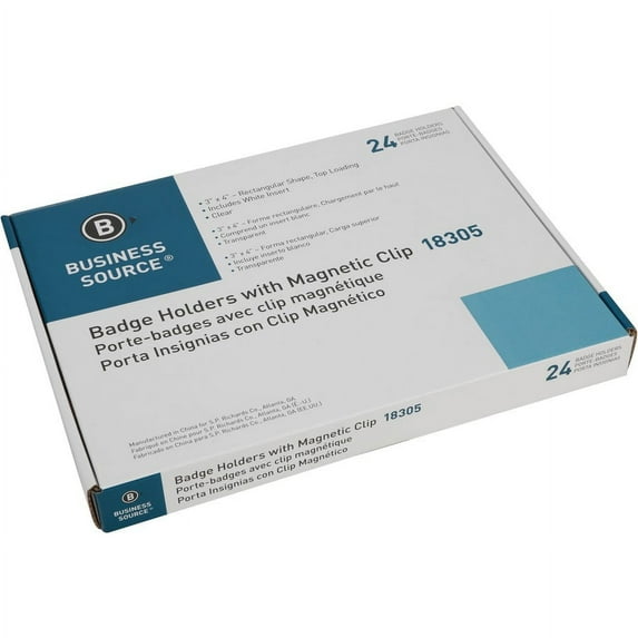 Business Source Magnetic Name Badges - 3" x 4" x - Rubber - 24 / Pack - White | Bundle of 2 Packs
