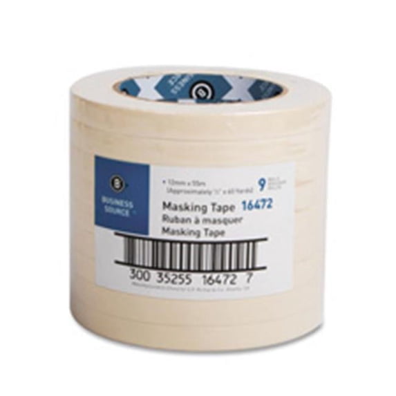 Business Source Masking Tape- 3in. Core- 1in.x60 Yards- Tan