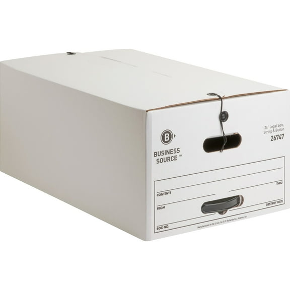 Business Source Medium Duty Legal Size Storage Box - Internal Dimensions: 15" Width X 24" Depth X 10" Height - External Dimensions: 15.3" Width X 24.1" Depth X 10.8" Height - Media Size Supported: