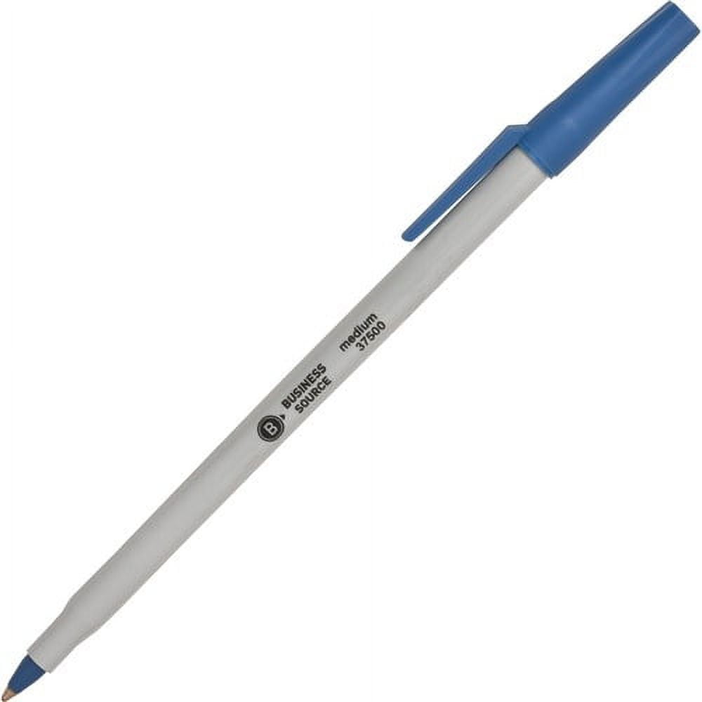 Business Source Medium Point Ballpoint Stick Pens - Medium Pen Point - Blue - Light Gray Barrel - Stainless Steel Tip - 1 Dozen Business Source Medium Point Ballpoint Stick Pens - Medium Pen Point - Blue - Light Gray Barrel - Stainless Steel Tip - 1 Dozen