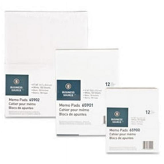 Business Source Memo Pads, Unruled, 15lb., 3 in. x 5 in., 100 Sheets, White