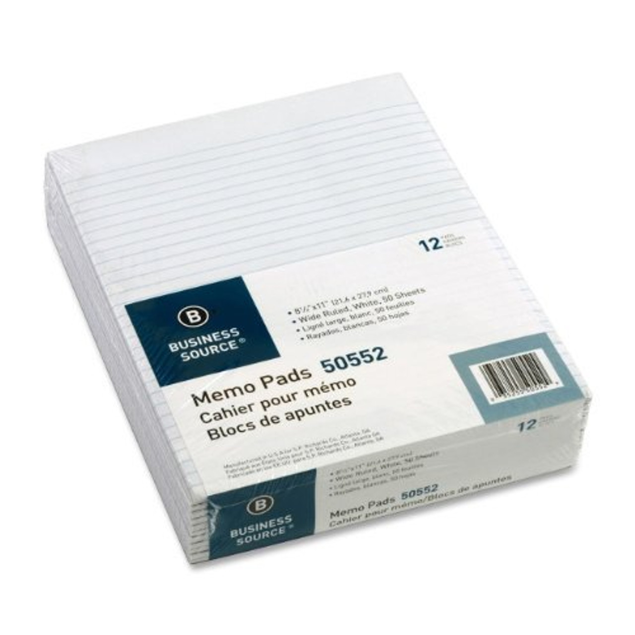 Business Source Memorandum Pad 50 Sheet 16 Lb Wide Ruled Letter