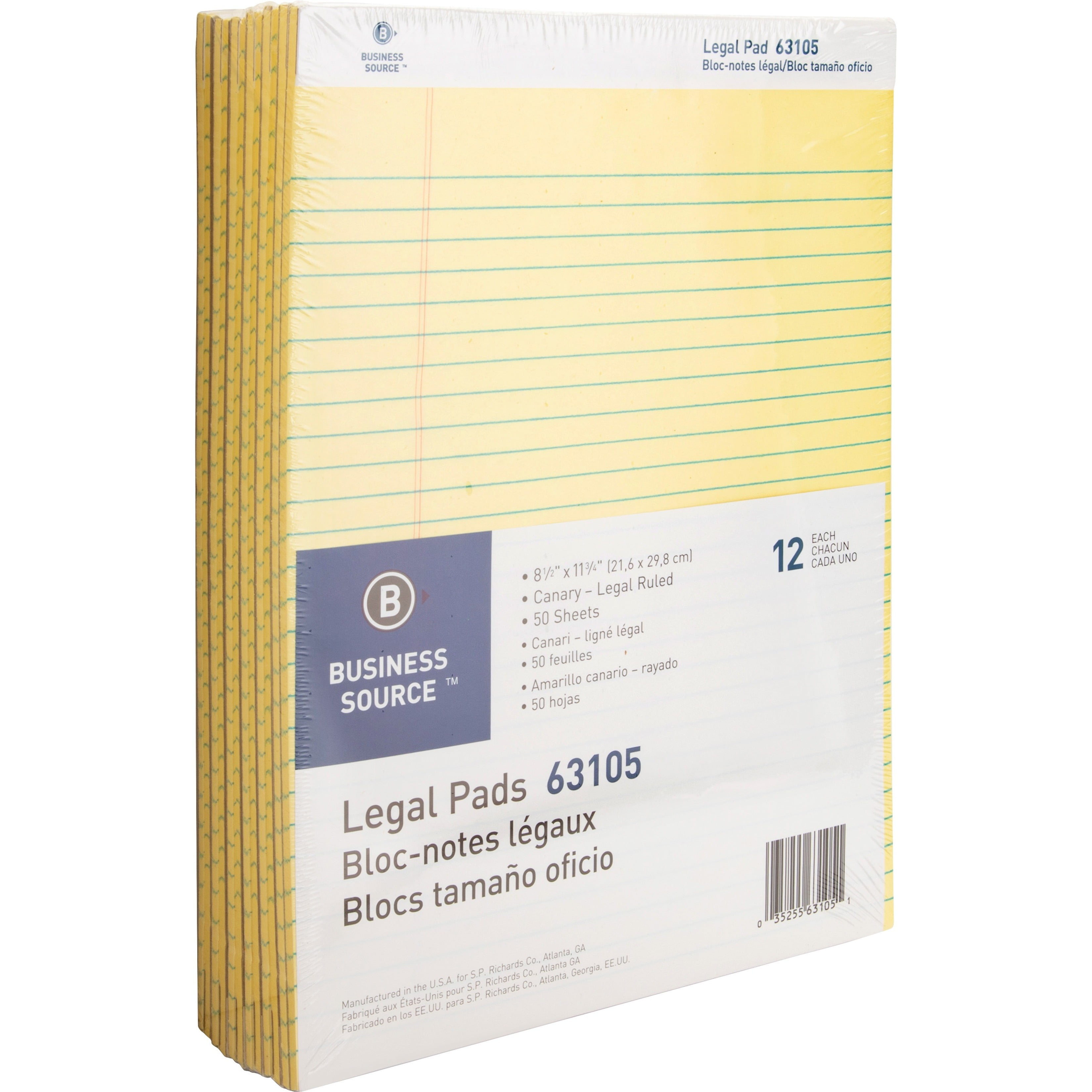 Business Source, BSN63105, Micro-Perforated Legal Ruled Pads, 12 / Dozen