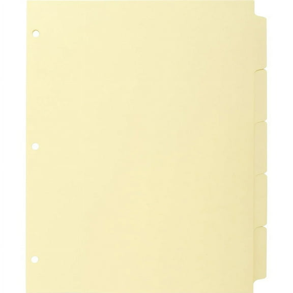 Business Source Mylar-reinforced Plain Tab Indexes - 5 Write-on Tab(s) - 8.5" Divider Width x 11" Divider Length - Letter - 3 Hole Punched - Canary Tab(s) - 36 / Box | Bundle of 5