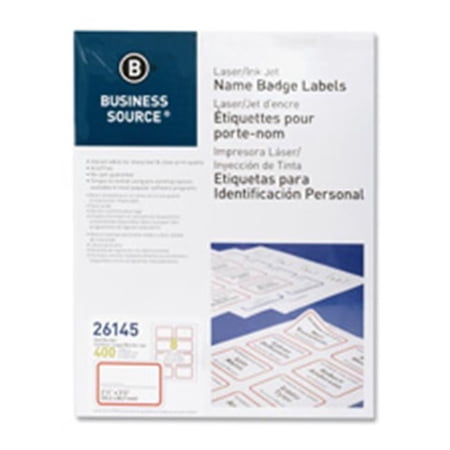 Business Source Name Badge Labels- Plain White - 2.33 in. x 3.38 in. - 400-PK