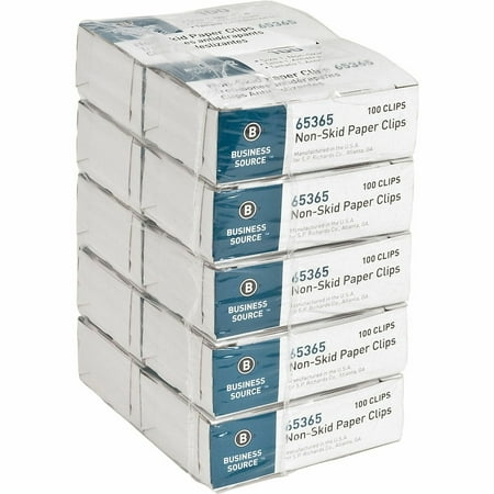 Business Source Paper Clips Regular Nonskid 1000/PK Silver 65365