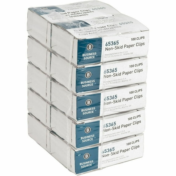 Business Source Paper Clips Regular Nonskid 1000/PK Silver 65365