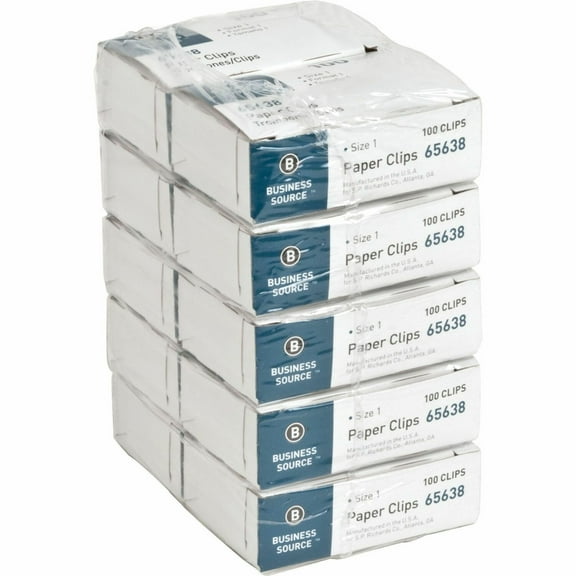 Business Source #1 Paper Clips No. 1 Ridged Finish, 100/ Pack, Silver